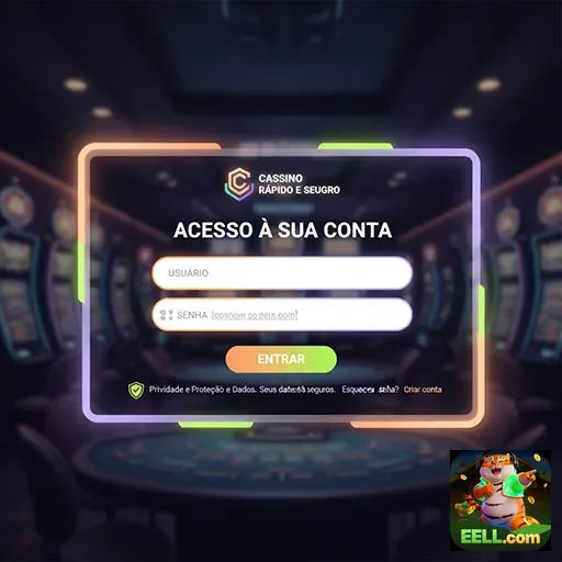 Tela de login do eell com acesso rápido ao cassino online.