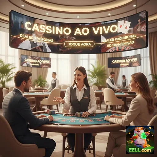eell apresenta dealer ao vivo em ambiente de cassino moderno.