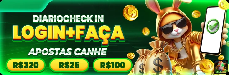 A imagem destaca promoções na plataforma eell com um coelho oferecendo bônus.